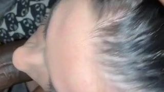 Brune francaise suce une grosse bite black