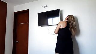 My stepmother likes to jerk me off with her tits.